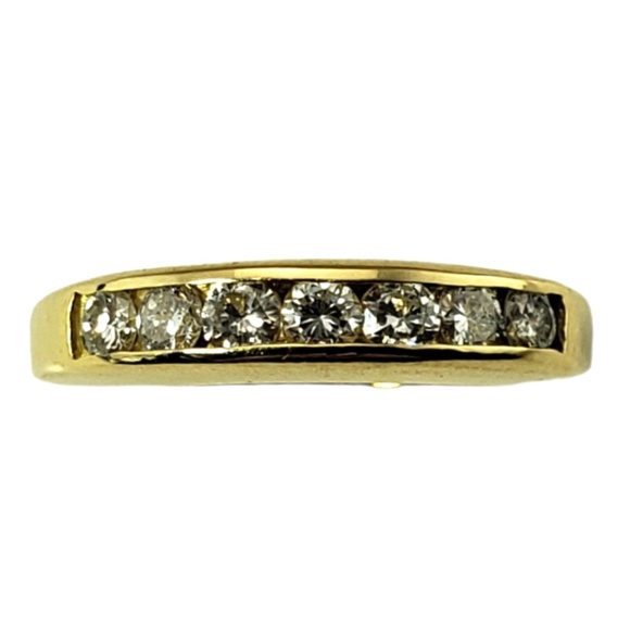 Vintage 18 Karat Yellow Gold and Diamond Band Ring Size 6.5 #13233 - Picture 1 of 6
